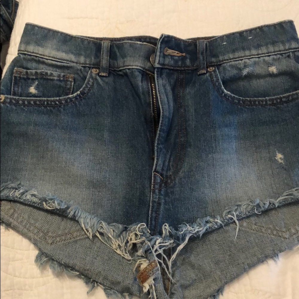 High waisted jean shorts